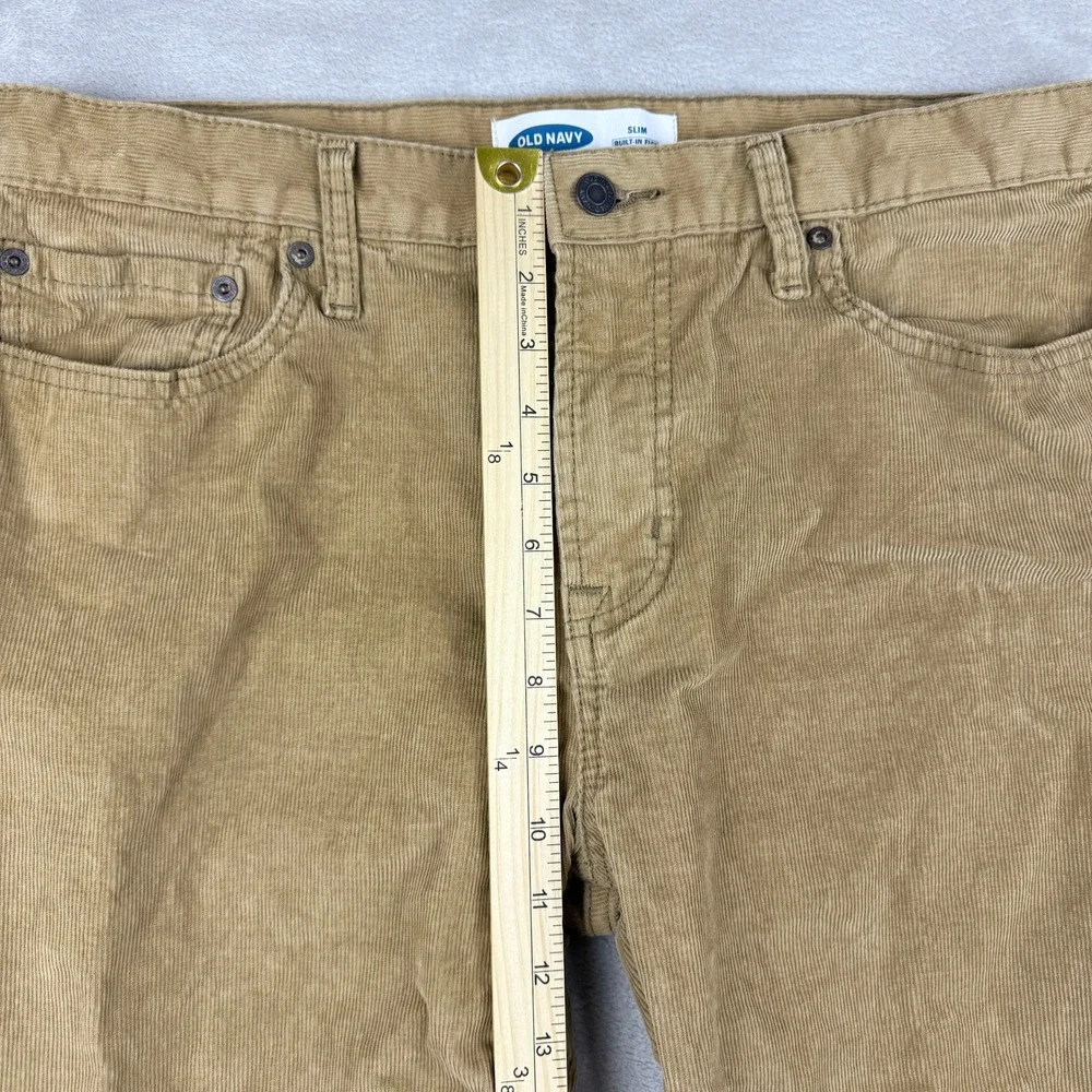 Old Navy Pants Men 34x30(29) Tan Brown Slim Built in Flex Corduroy Winter Preppy